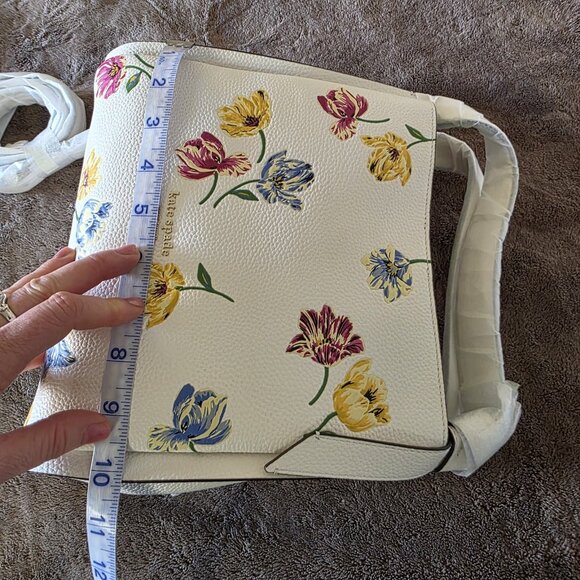 Kate Spade New York Knott Tulip Toss Floral Leather Crossbody Tote White NWT - Picture 16 of 16